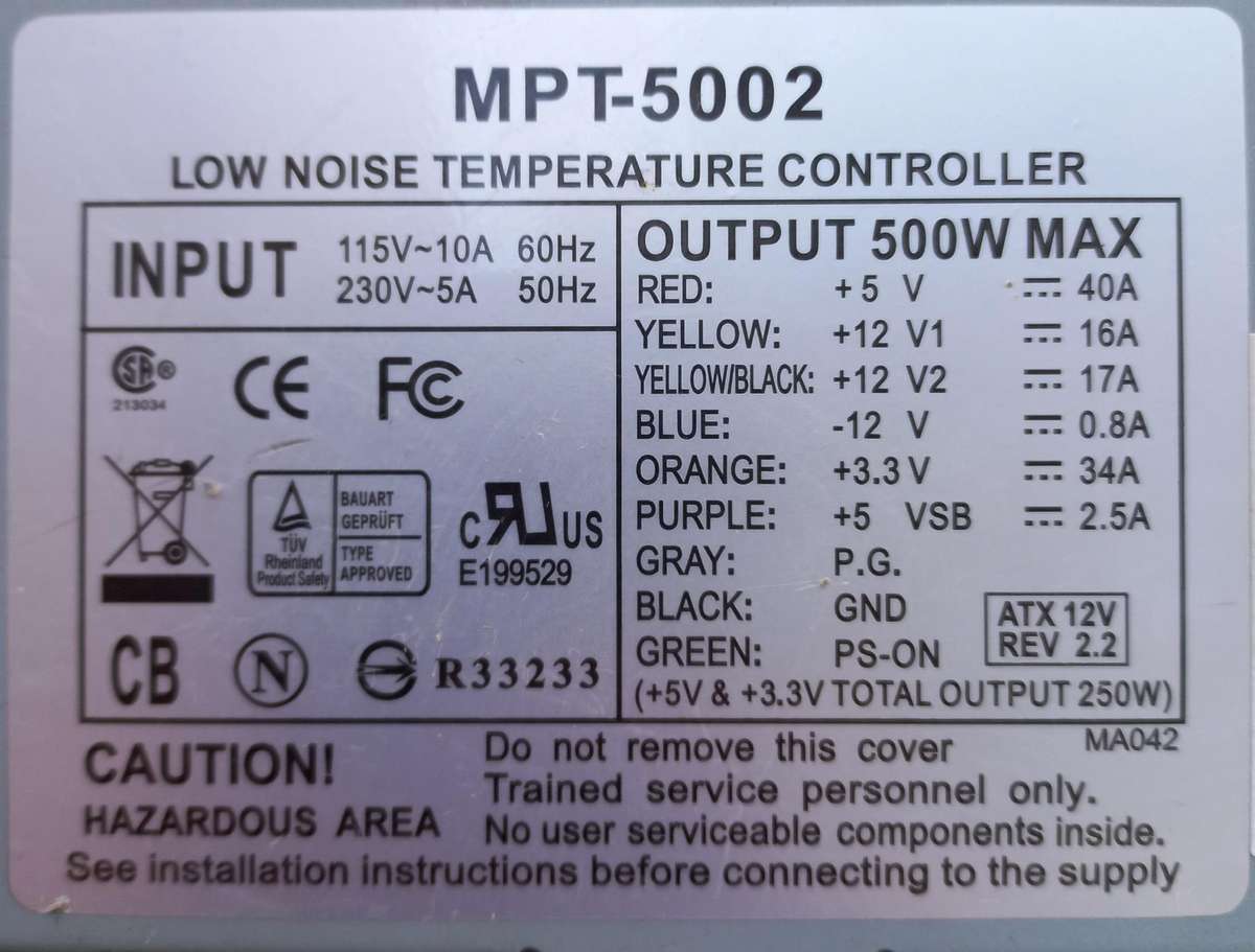 500w standard ATX computer power supply - see photos and description