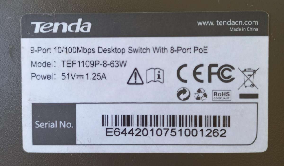 Tenda 9-Port 10/100Mbps Desktop Switch With 8-Port PoE
