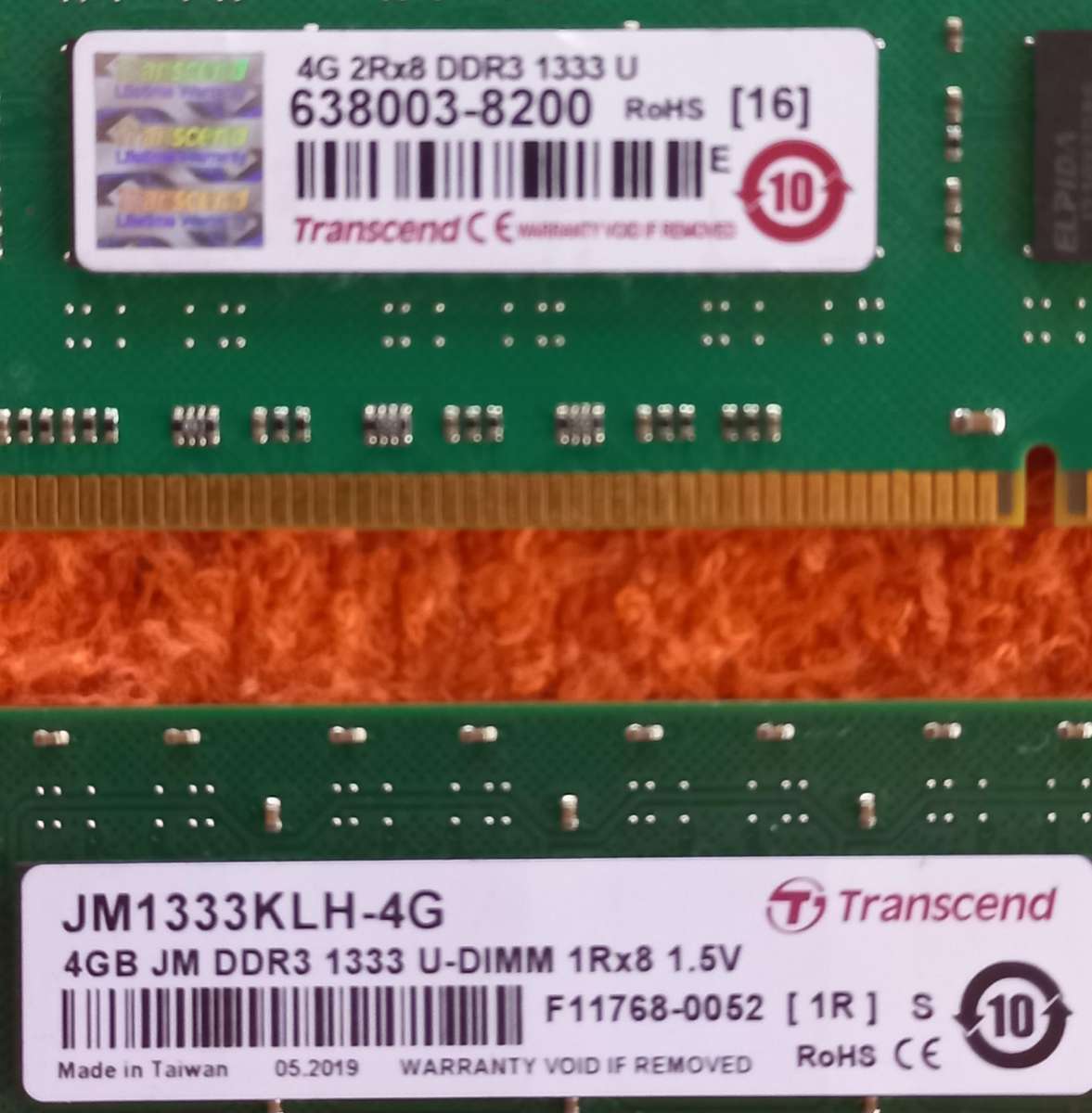 8gig (2x 4gig) DDR3 1333mhz U-DIMM 240pin desktop ram modules - Transcend