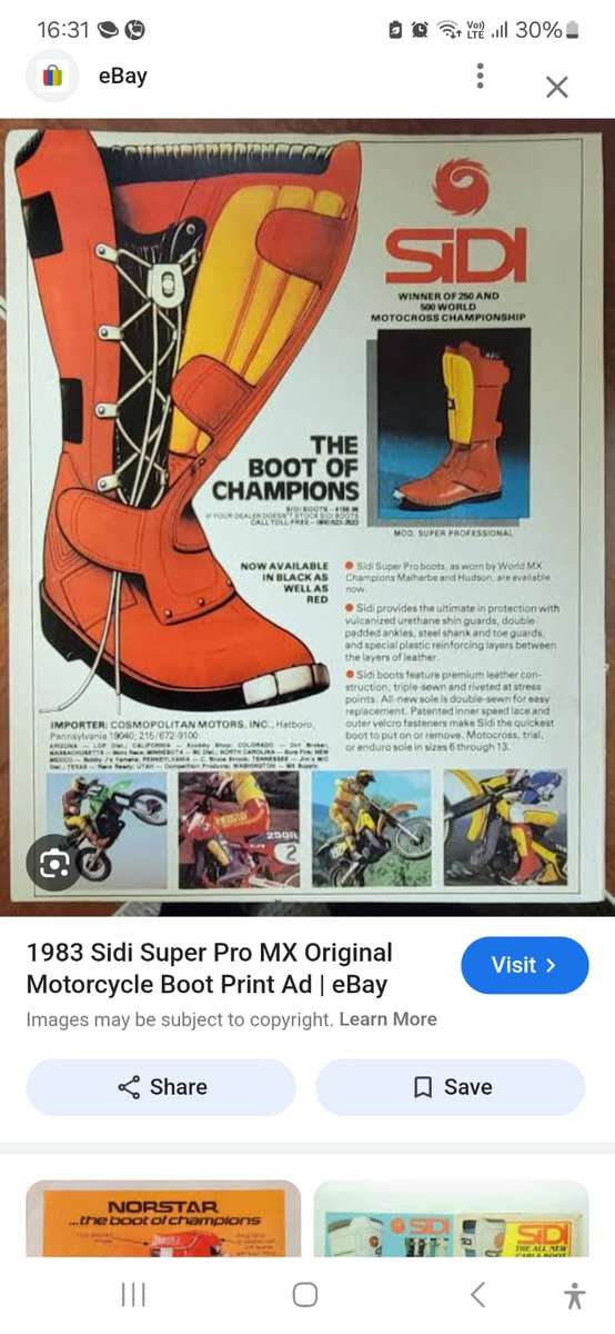 Vintage motocross boots size 8 - SiDi 1983 (42 years old) still good condition - see photo article