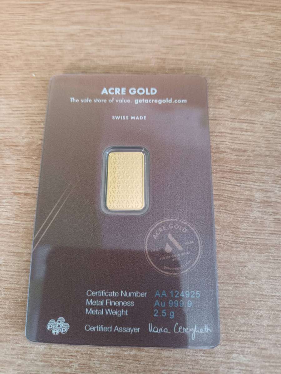 2.5 gram solid gold bar