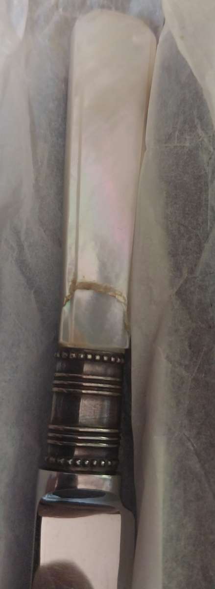Stainless Steel Mother of Pearl GEO Ellis (Silversmiths) Ltd Sheffield, England Butter Knife set