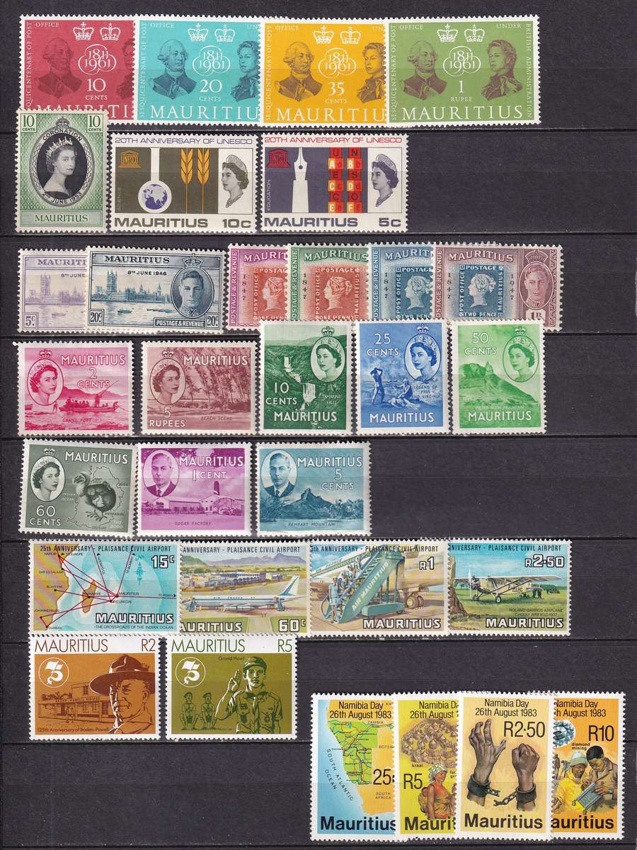 Mauritius 1965> QE part sets , MNH & MNH                  (3 X SCANS)