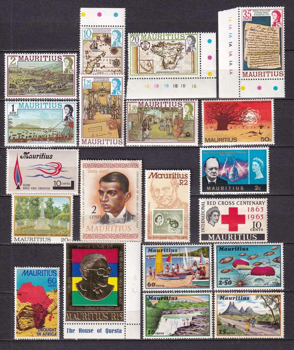 Mauritius 1965> QE part sets , MNH & MNH                  (3 X SCANS)