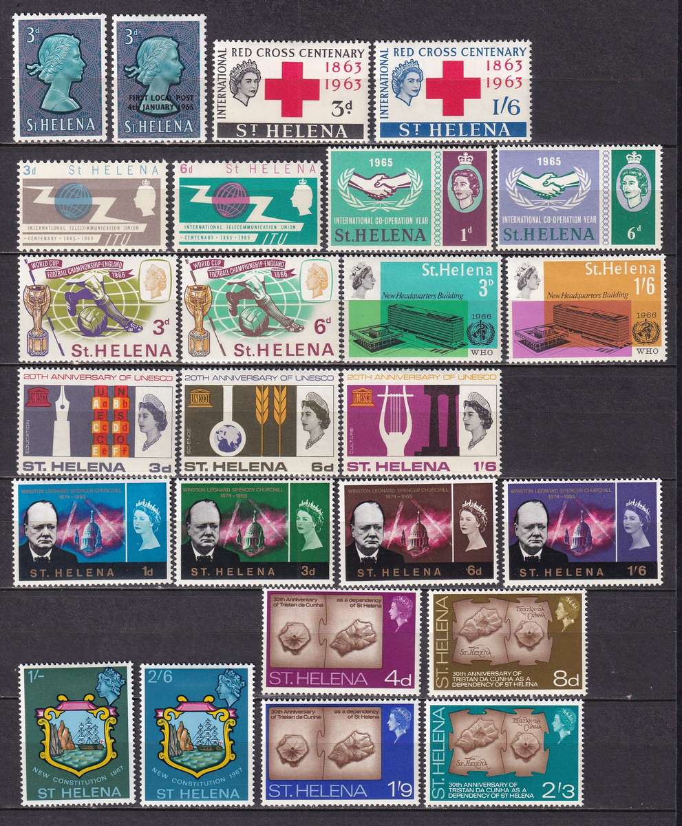 St Helena 1961 > QE complete sets, M/H              (2 X SCANS)