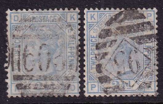 GB 1873-80 QV 2 1/2d blue, plate 17 & 20 (W48), used                 (SG 141 CV £125)