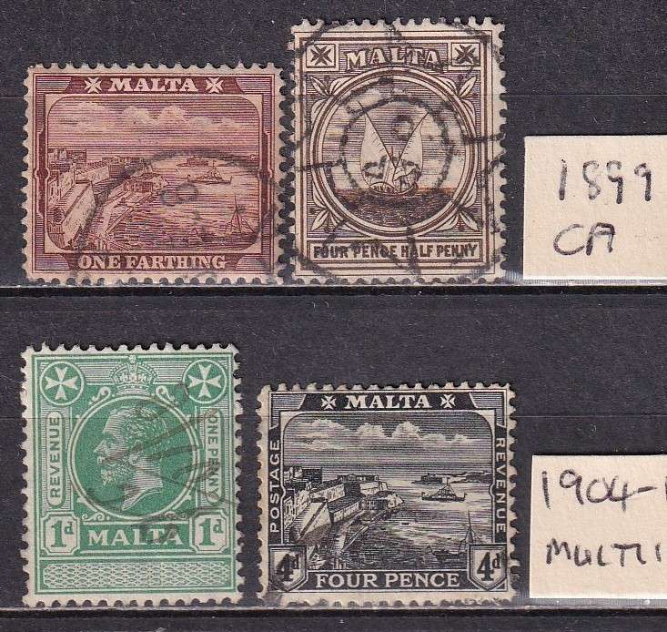 Malta 1899 > KG V part sets, used                (SG 31,32,54, CV £25)