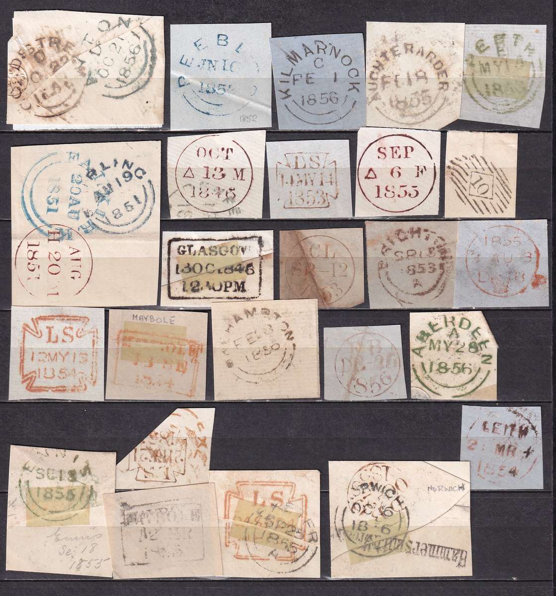 GB 1800's POSTMARKS , used               (3 SCANS)