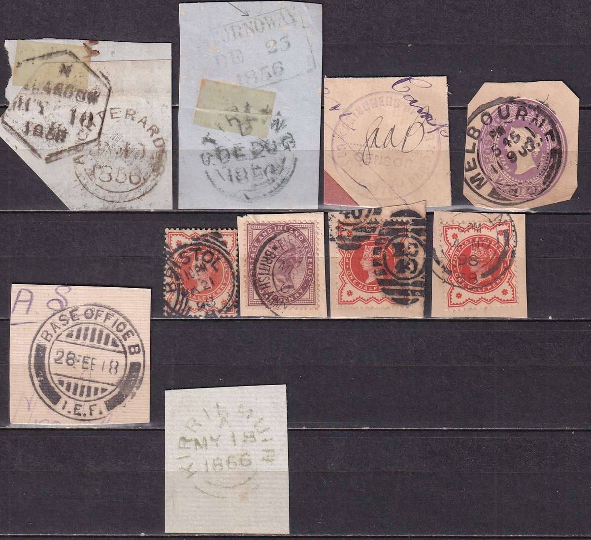 GB 1800's POSTMARKS , used               (3 SCANS)