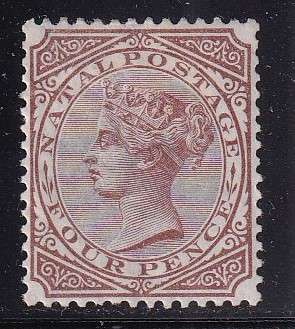 Natal 1874-78 QV 4d Brown (CC), MLH                (SACC 73, CV R 3000)