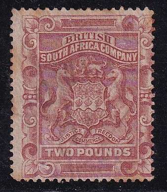 BSAC 1890/97 £2 red Arms revenue (Perf 14) , used        (BF 2)