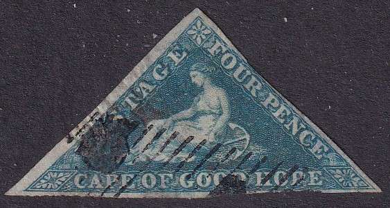Cape of Good Hope 1855-63 QV 4d blue triangle issue, used