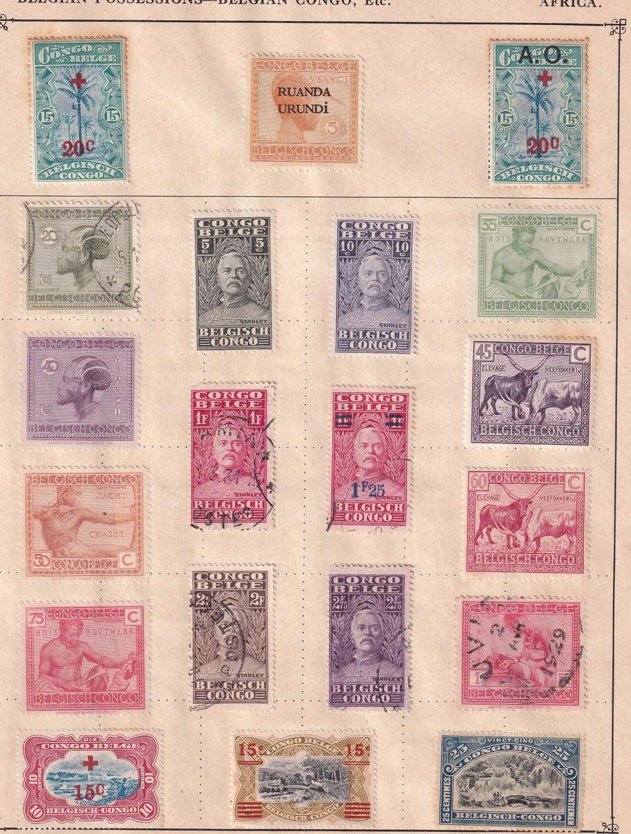 Belgian Congo ,Ethiopie part sets, M/H & used  (note stamp adherence to pages)    ( 6 x SCANS)