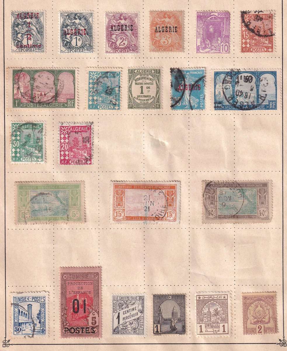 France colonies part sets, M/H & used           (9 X SCANS, note stamp adherence to pages)