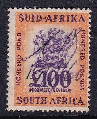South Africa 1954/60 Arms £100 revenue . used               (BF 108, CV £50 (R1250 , SCARCE)