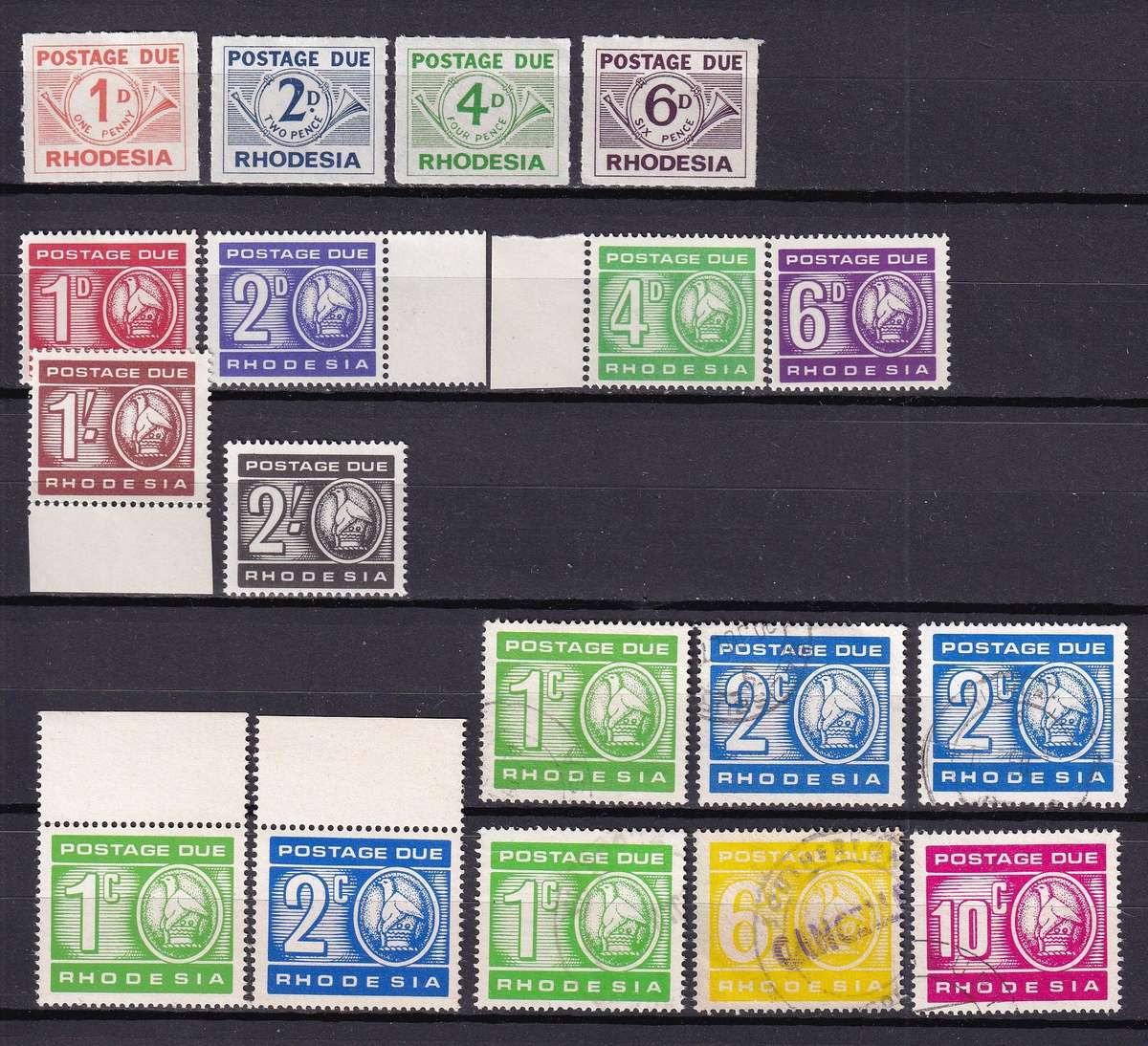 Rhodesia 1965, 1966 & 1970 Postage Due sets & part sets, MNH & used          ( SACC 1> R320)