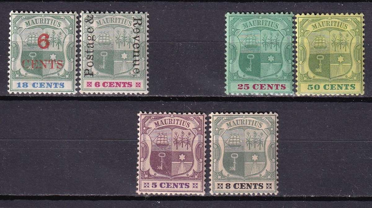 Mauritius 1899, 1900, 1910 part sets (CA), M/H           (SG 134,158,151,152,182,185, CV £40)