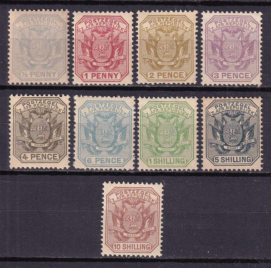 Transvaal 1895  set, M/H      ( SACC 210-218, CV R1400)