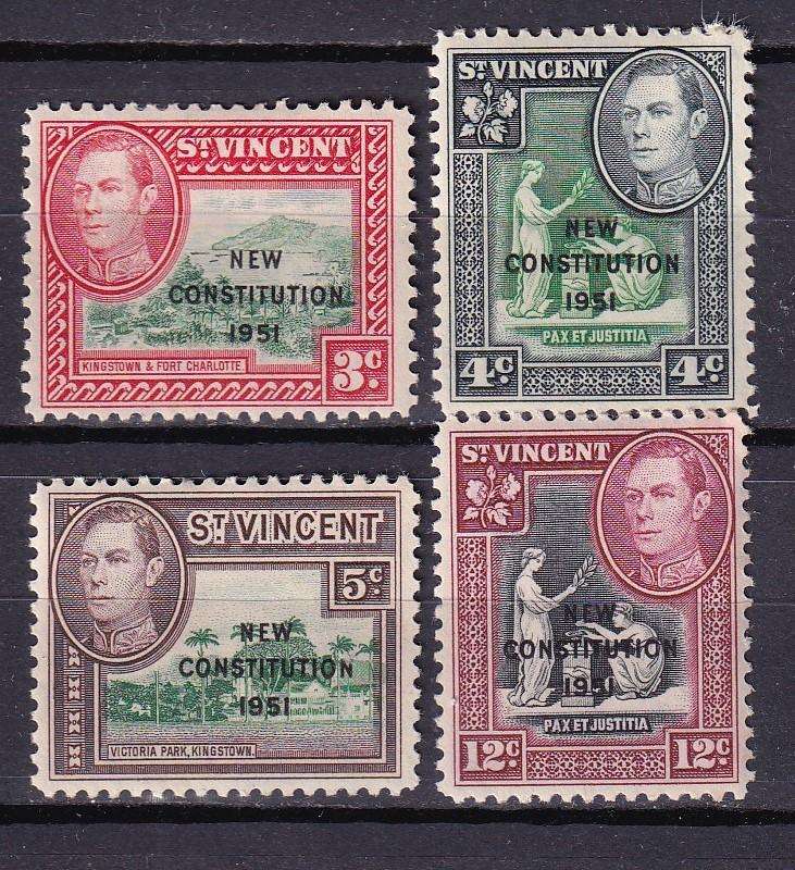 St Vincent 1951 KG VI New Constitution set, M/H         (SG 184-187)