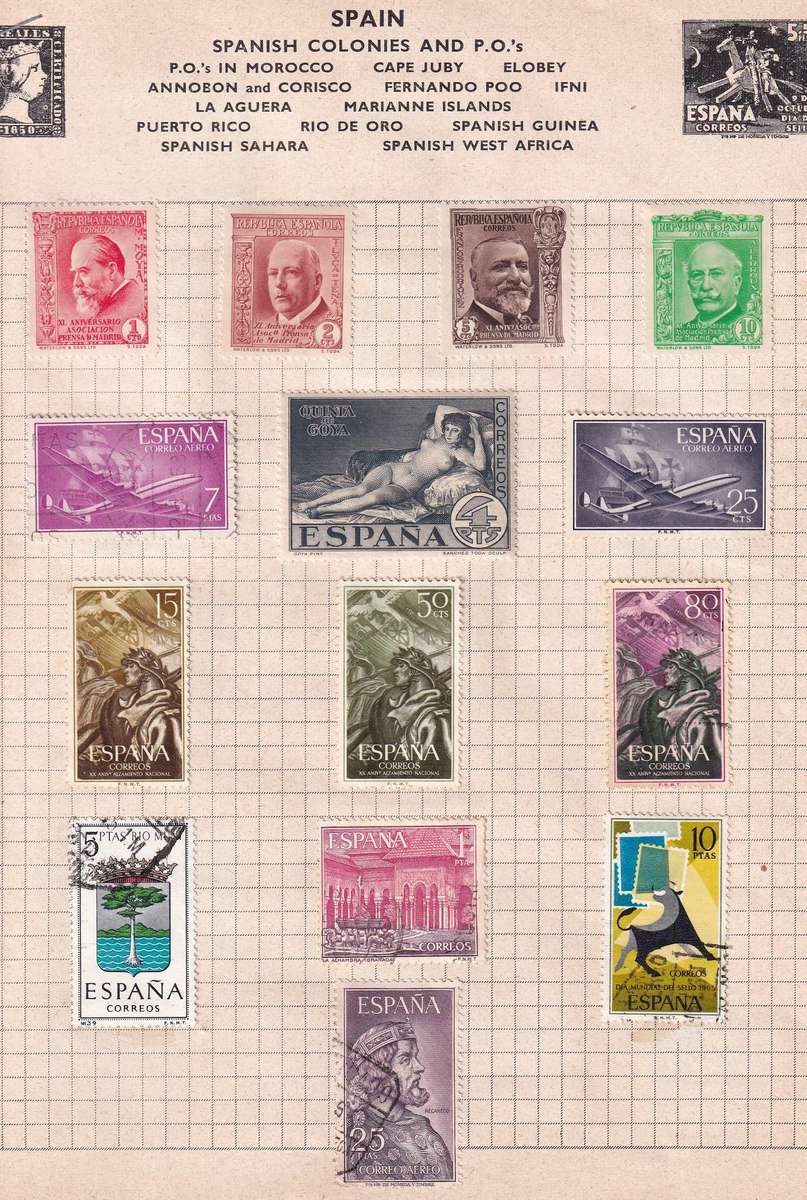 Spain sets & part sets, M/H & used                    ( 4 x SCANS, some stamps adherence to pages)