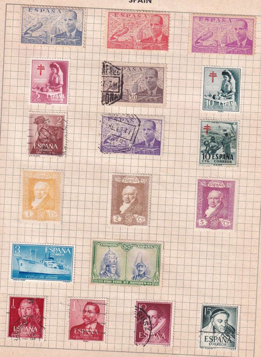 Spain sets & part sets, M/H & used                    ( 4 x SCANS, some stamps adherence to pages)