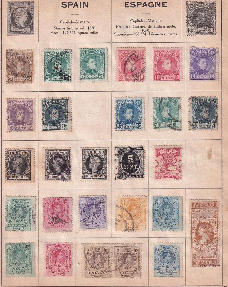 Spain sets & part sets, M/H & used                    ( 4 x SCANS, some stamps adherence to pages)