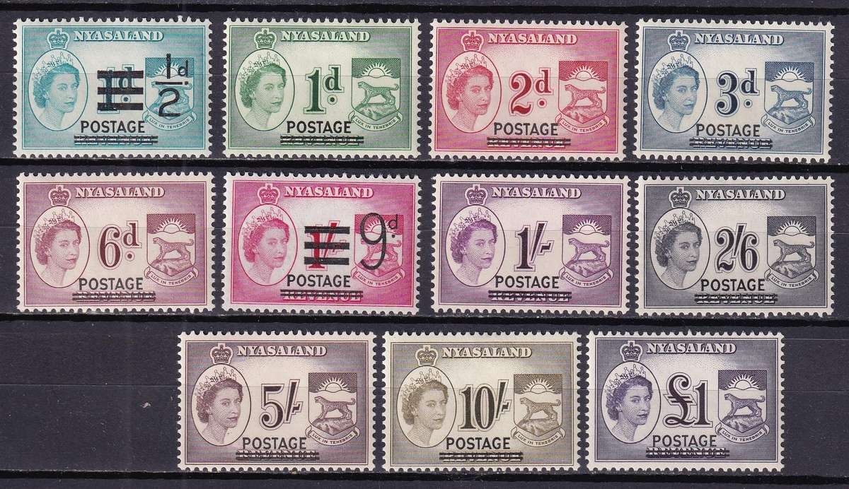 Nyasaland 1963 QE overprinted set , MLH         (SG 188-198, cv £16)
