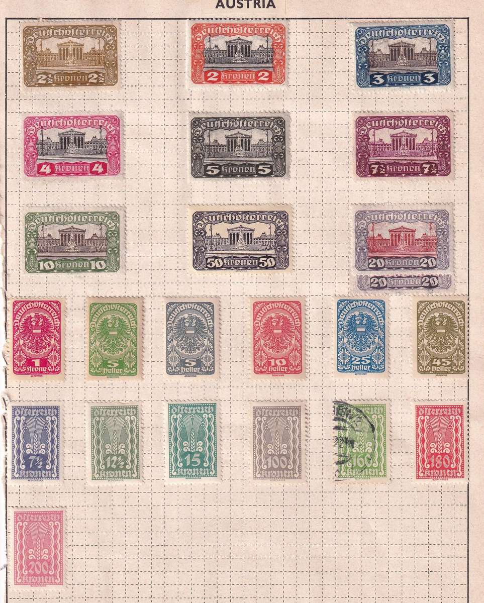 Austria sets & part sets , M/H & used       ( 5 x SCANS, some stamp adherence to pages)