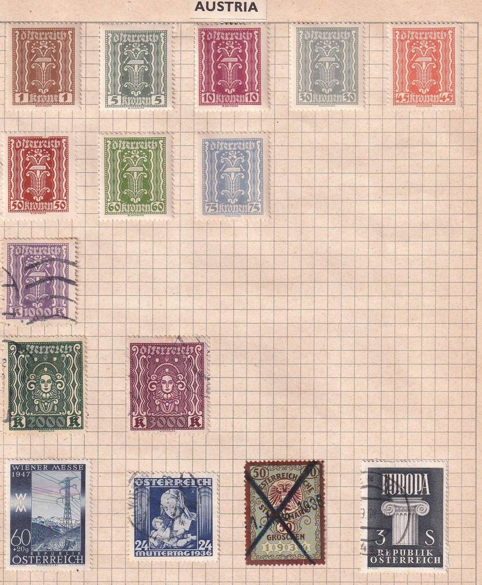 Austria sets & part sets , M/H & used       ( 5 x SCANS, some stamp adherence to pages)