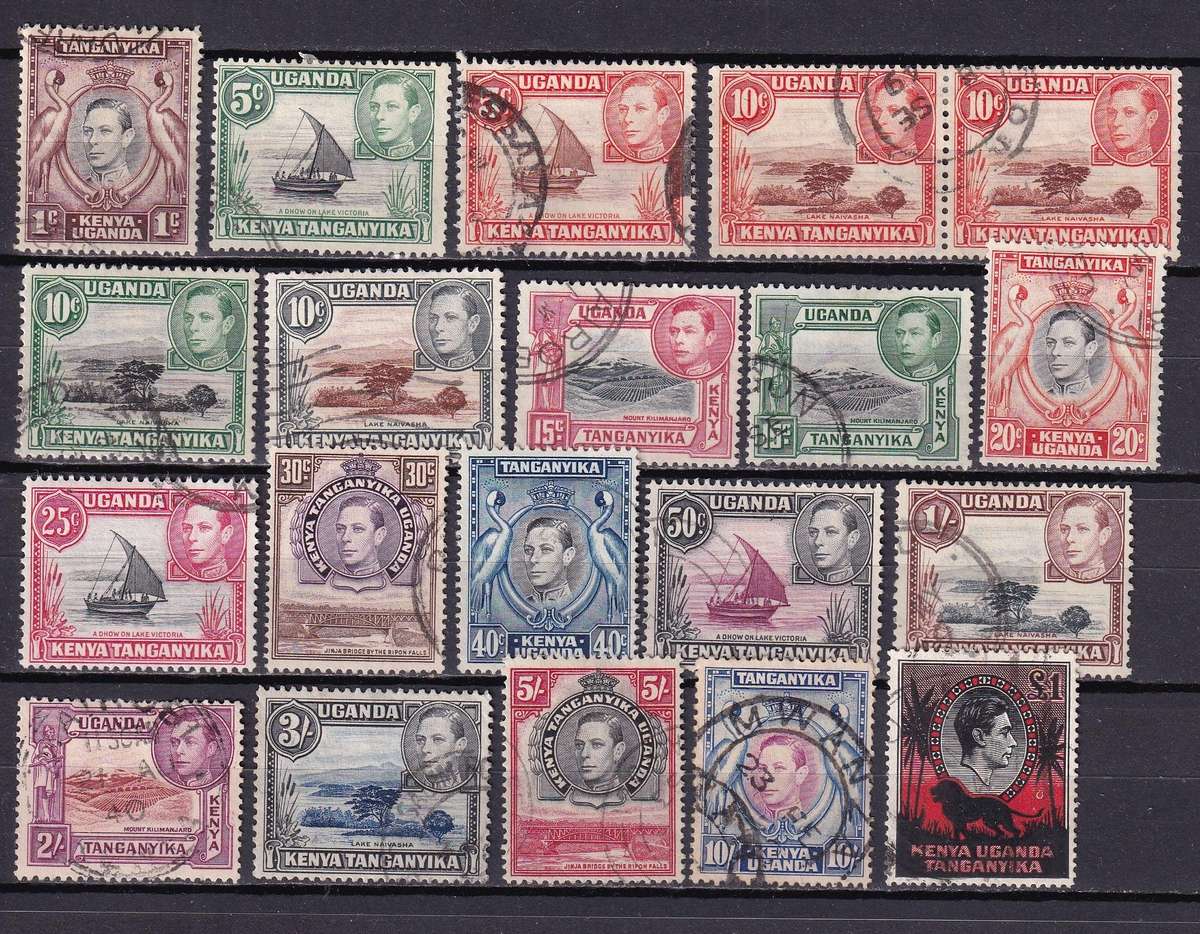 Kenya Uganda Tanganyika (KUT) 1938-54 KGVI complete set , used     (SG 131-150, CV £50 cheapest)