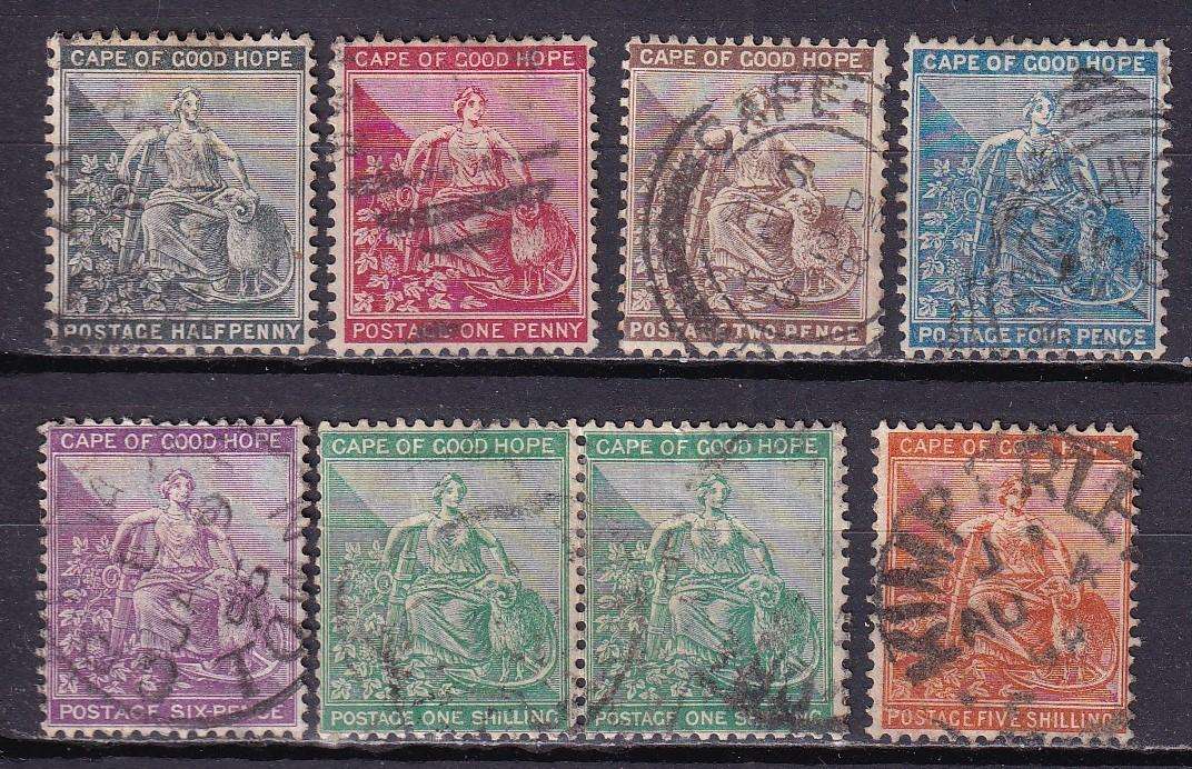 Cape of Good Hope 1884-90 complete set (Anchor) , used    (SACC 43-49, R450)