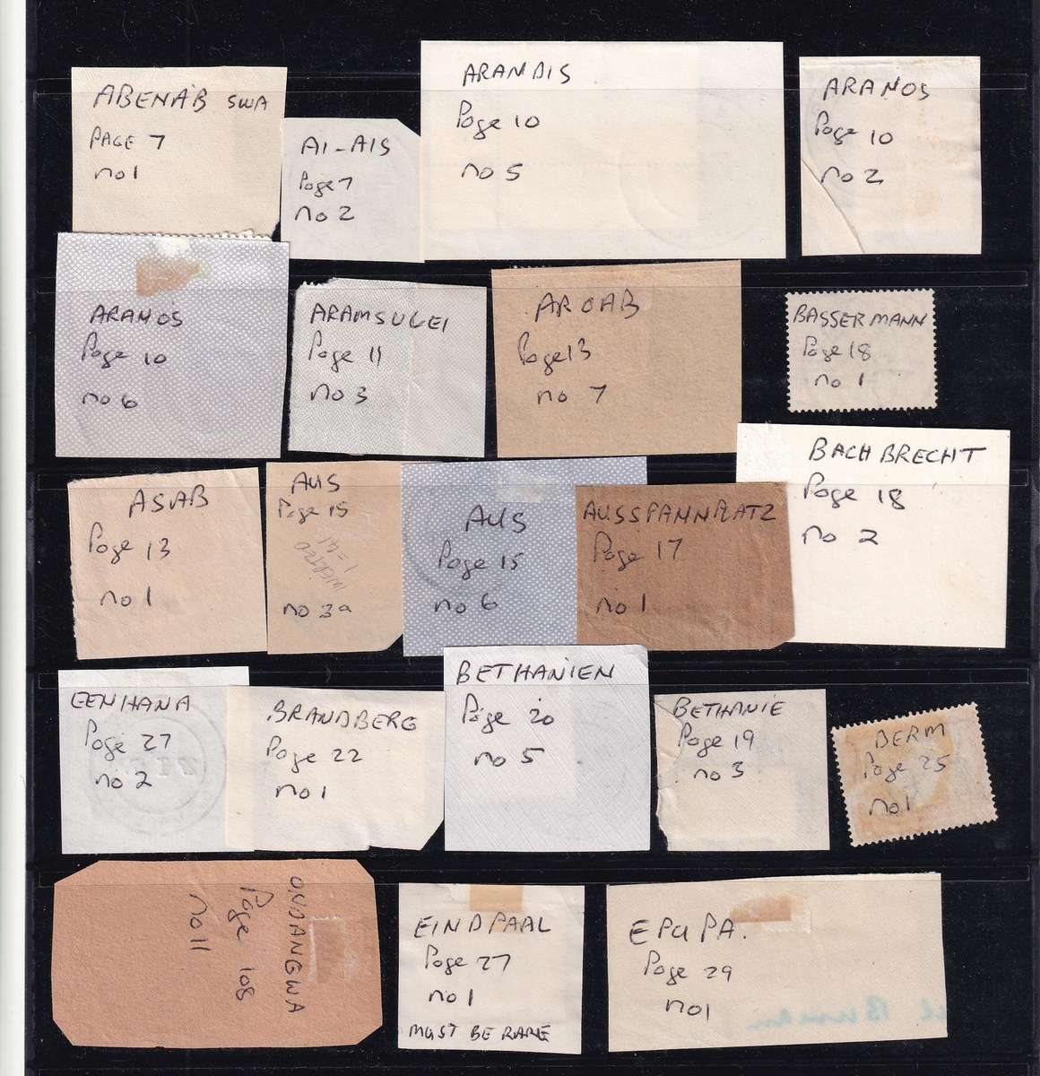 South West Africa POSTMARK collection ,all marked            ( 6 SCANS)