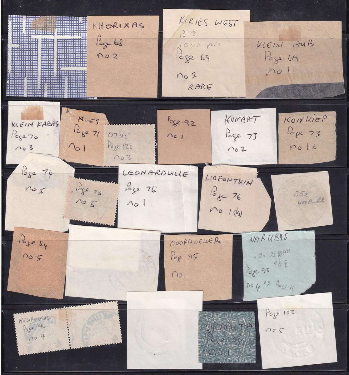 South West Africa POSTMARK collection ,all marked            ( 6 SCANS)