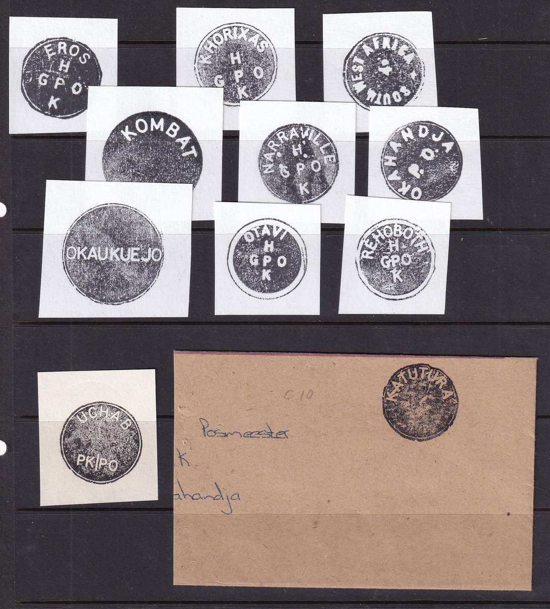 South West Africa POSTMARK collection ,all marked            ( 6 SCANS)