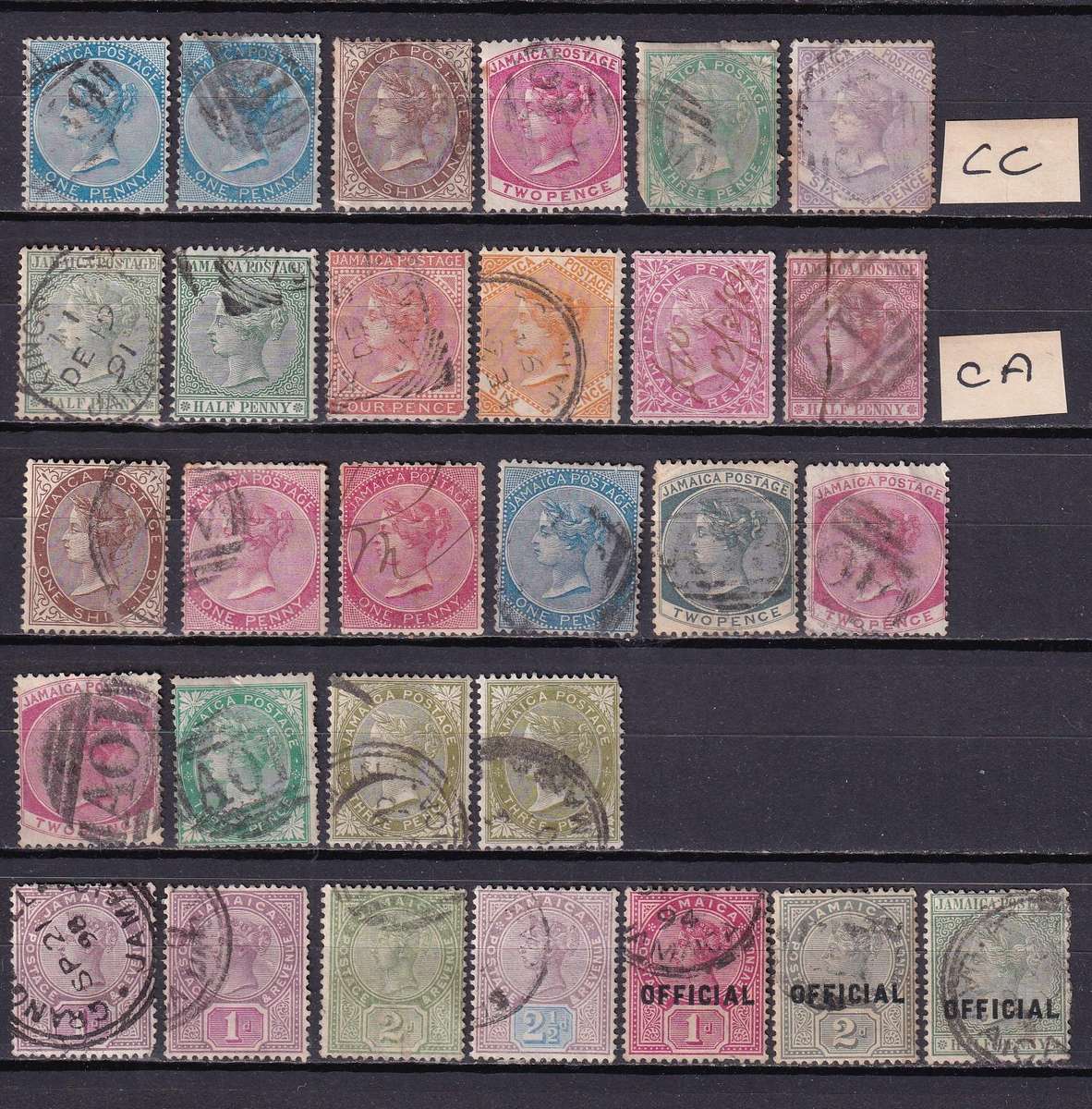Jamaica 1870> QV part sets (CC & CA), used