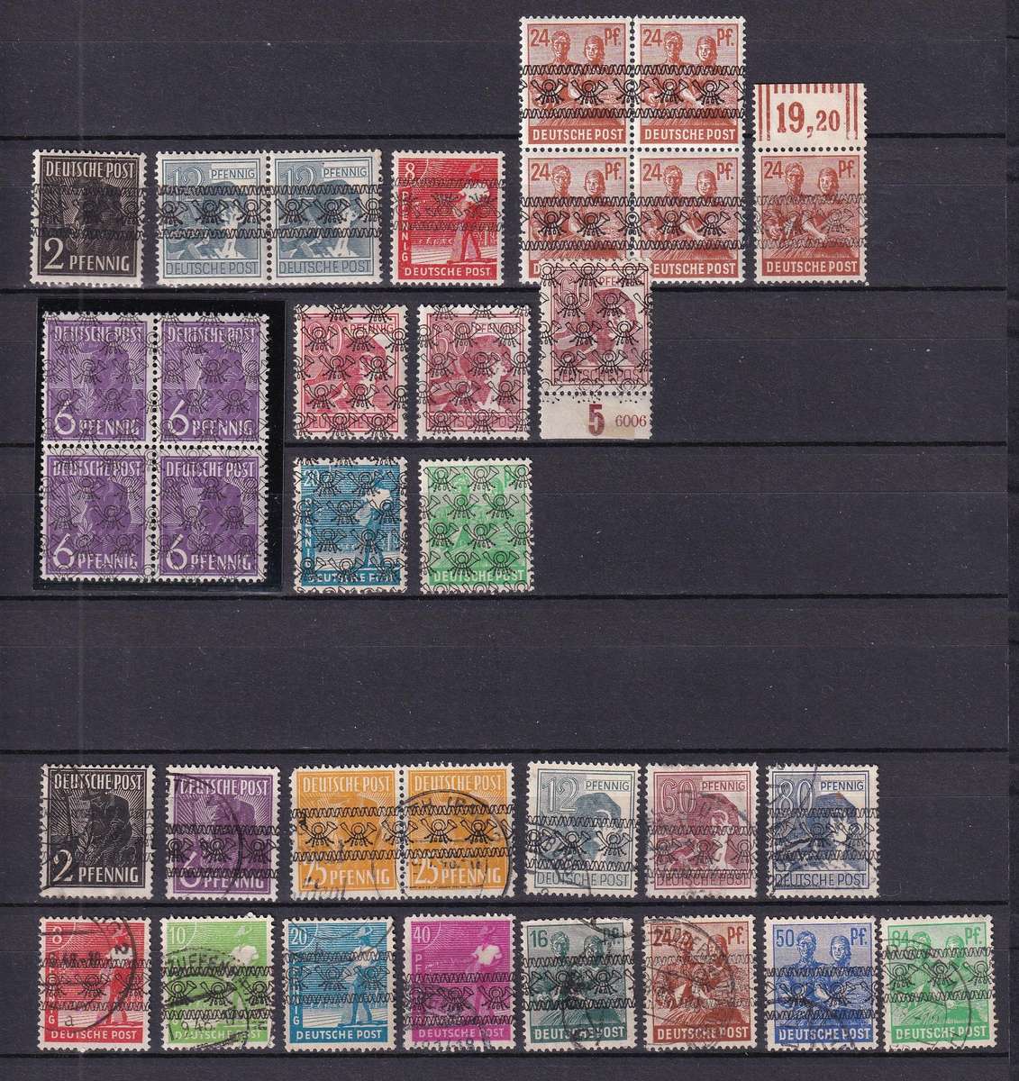 Germany Russian Zone 1948> part sets , M/H & used              (2 x scans)