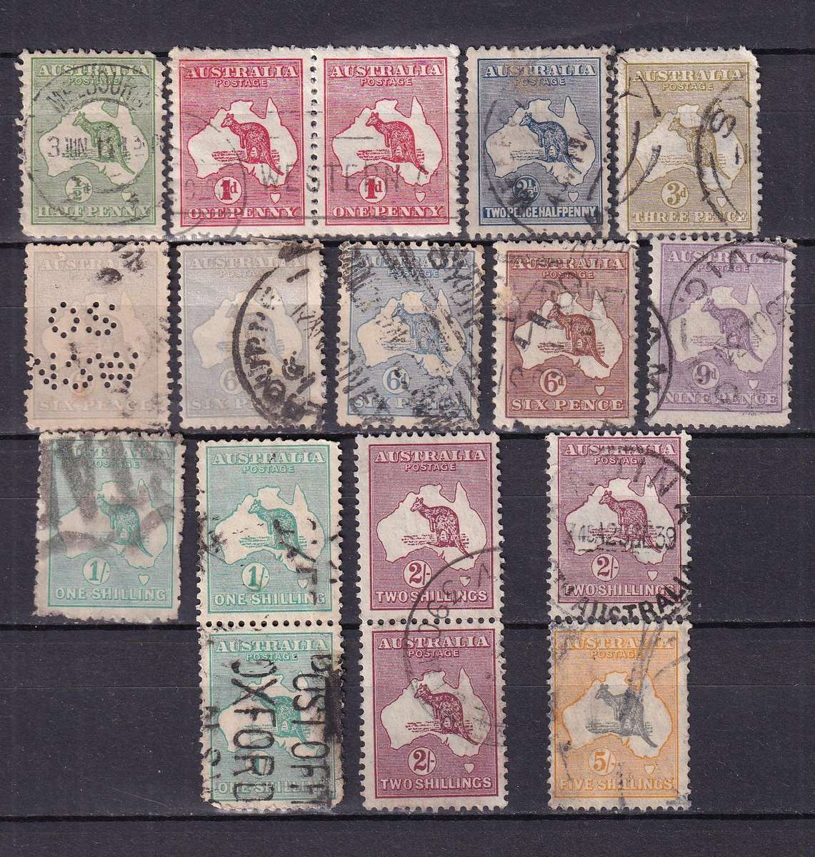 Australia 1913> Roos part sets to 5s, used