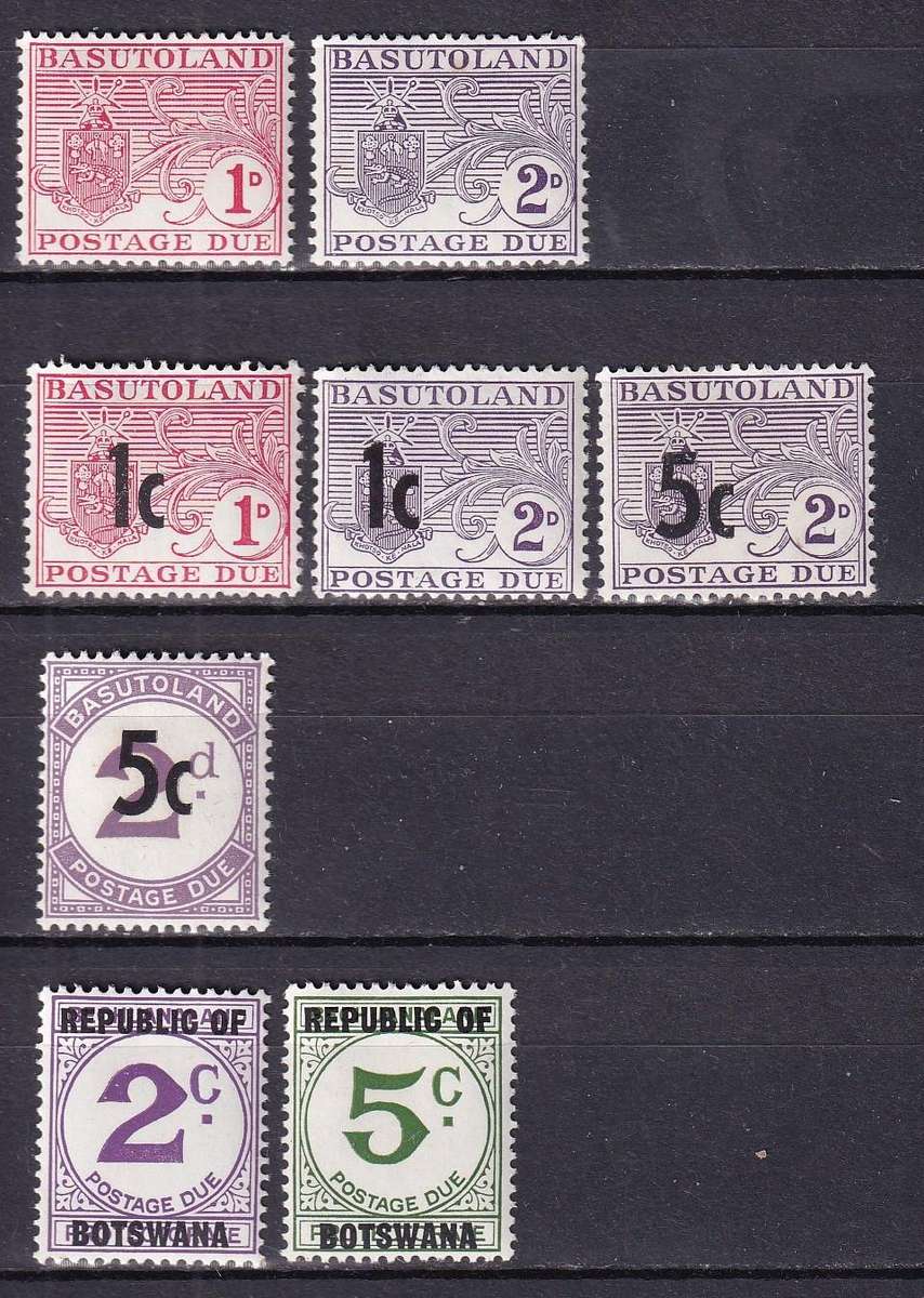 Basutoland 1956 & 61 Postage due part sets, M/H       (SACC 3-8)