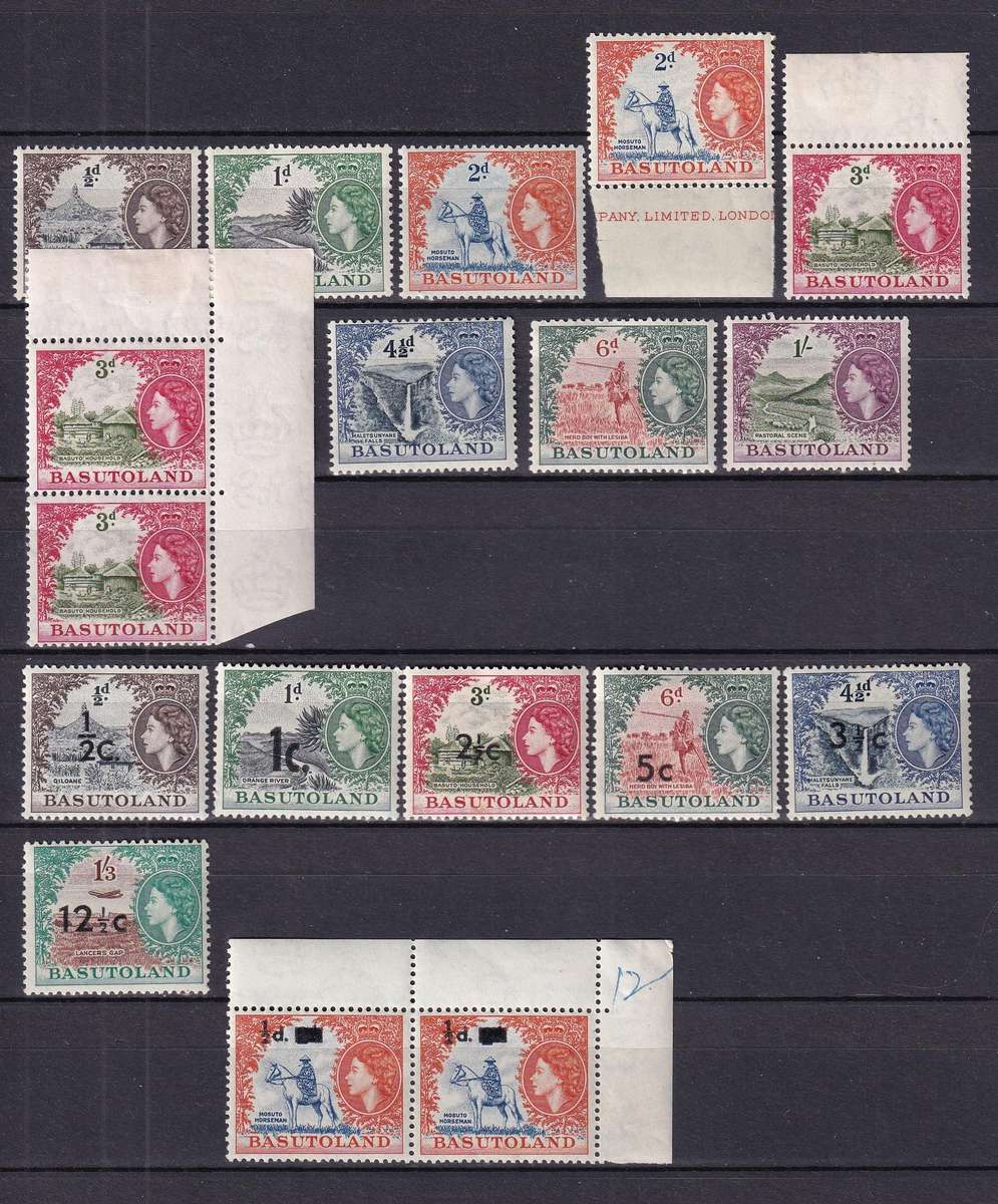 Basutoland 1954> QE part sets , MNH & M/H           (SACC 43>)