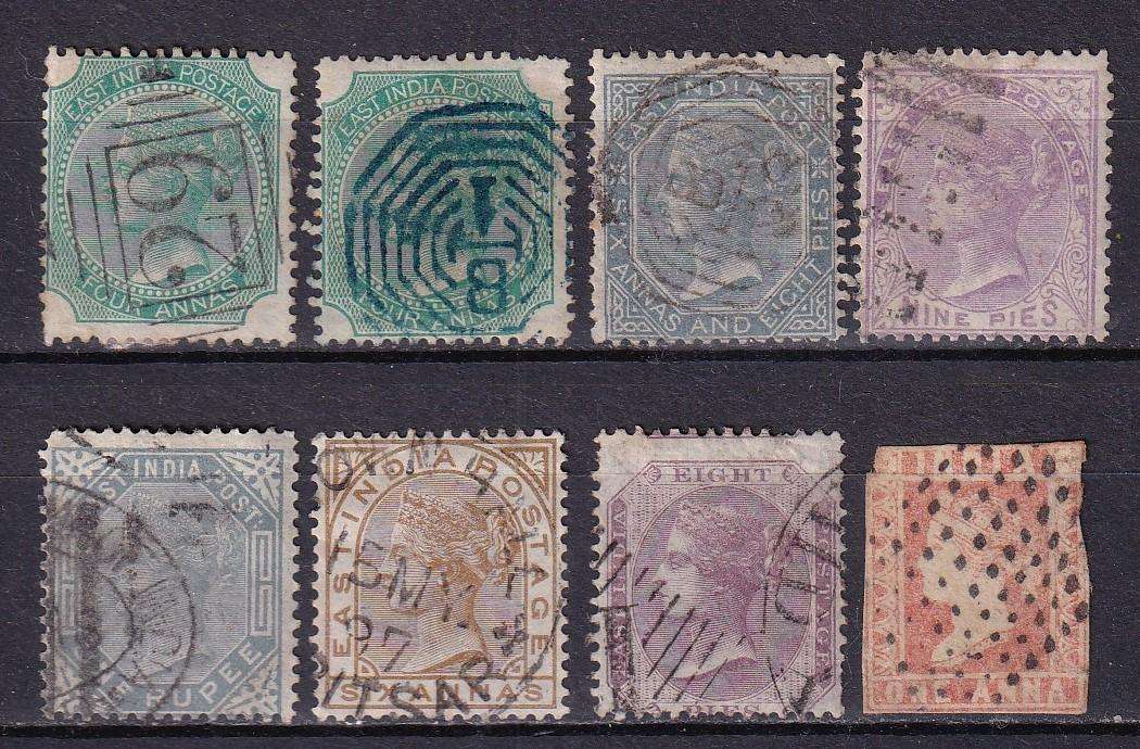 India 1856 QV sets & part sets (W13), used        ( SG 57>, CV £114)