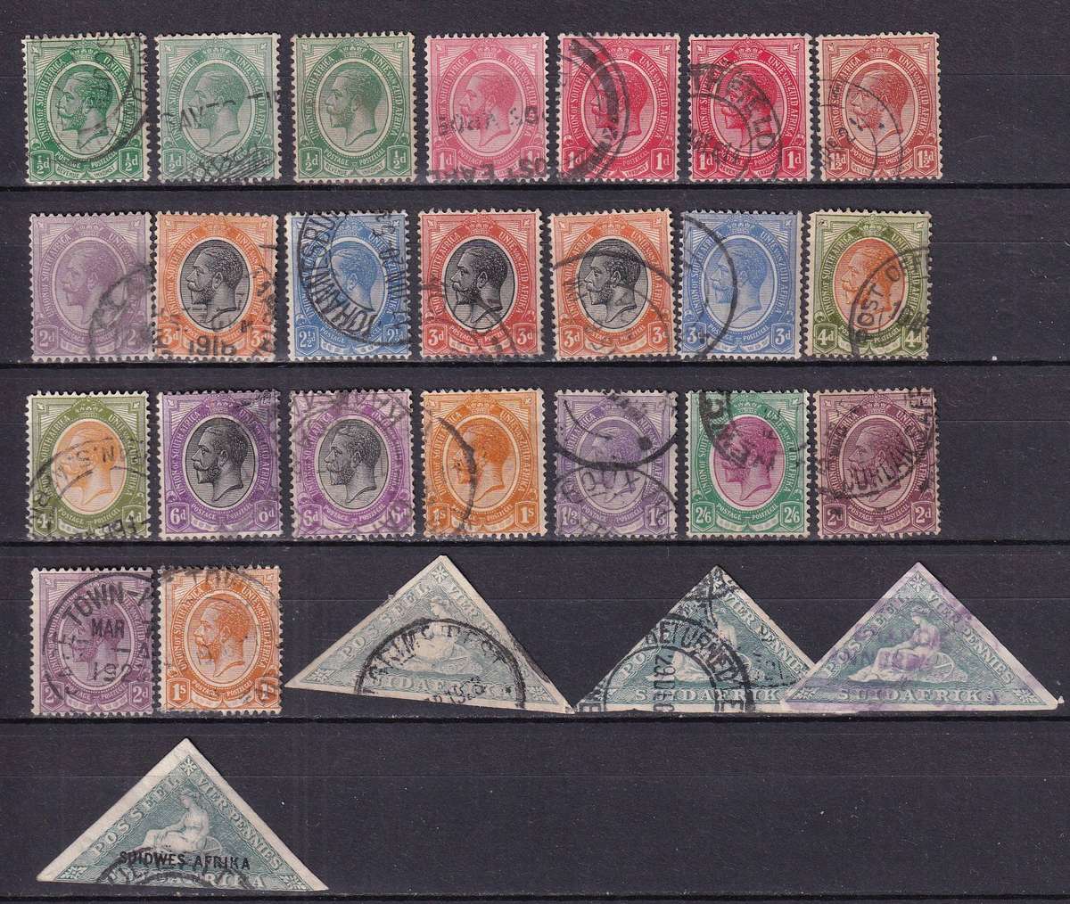 Union of South Africa 1913> sets and part sets, used         (5 x SCANS)