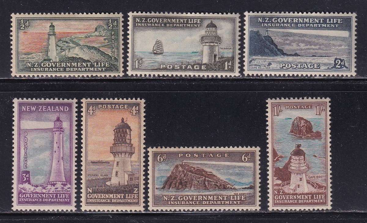 New Zealand 1947-65 Life Insurance part set (no 2 1/2d) , M/H     ( thin on 1s,SG L42>, CV £20)