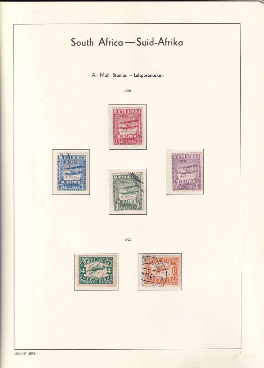 Lighthouse red pre printed stamp album Union of South Africa 1913-1961 with use and mint stamps