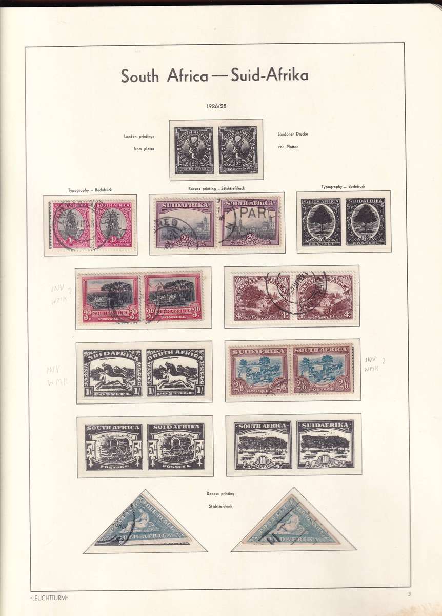 Lighthouse red pre printed stamp album Union of South Africa 1913-1961 with use and mint stamps