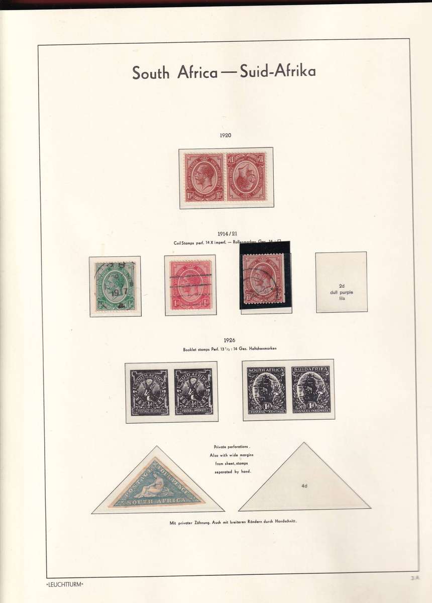 Lighthouse red pre printed stamp album Union of South Africa 1913-1961 with use and mint stamps