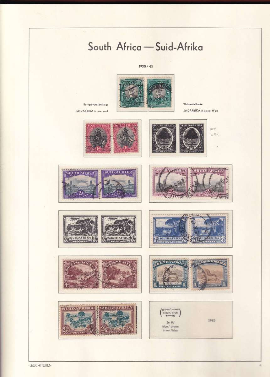 Lighthouse red pre printed stamp album Union of South Africa 1913-1961 with use and mint stamps
