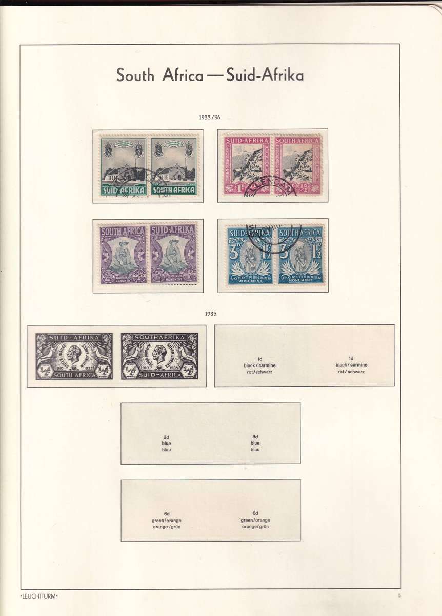 Lighthouse red pre printed stamp album Union of South Africa 1913-1961 with use and mint stamps