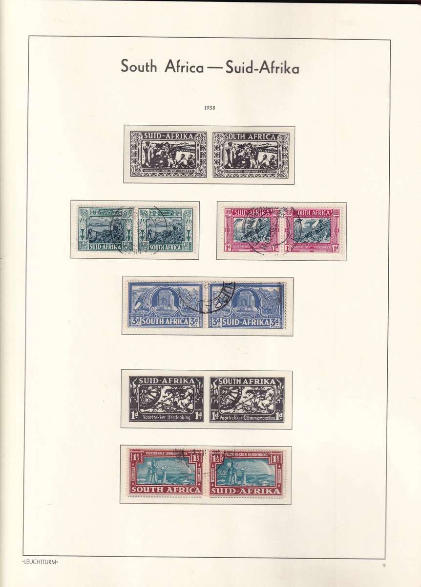 Lighthouse red pre printed stamp album Union of South Africa 1913-1961 with use and mint stamps