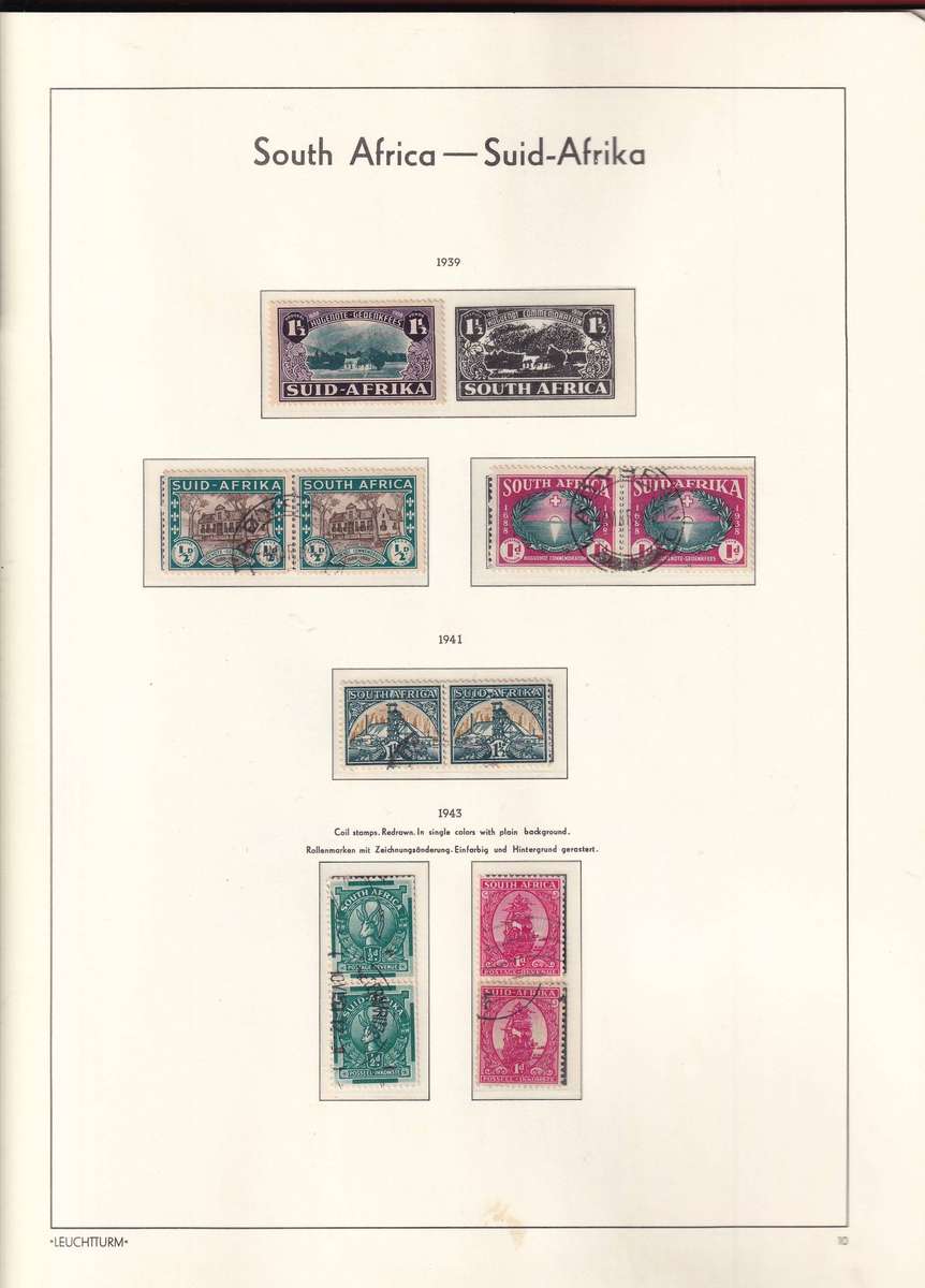 Lighthouse red pre printed stamp album Union of South Africa 1913-1961 with use and mint stamps