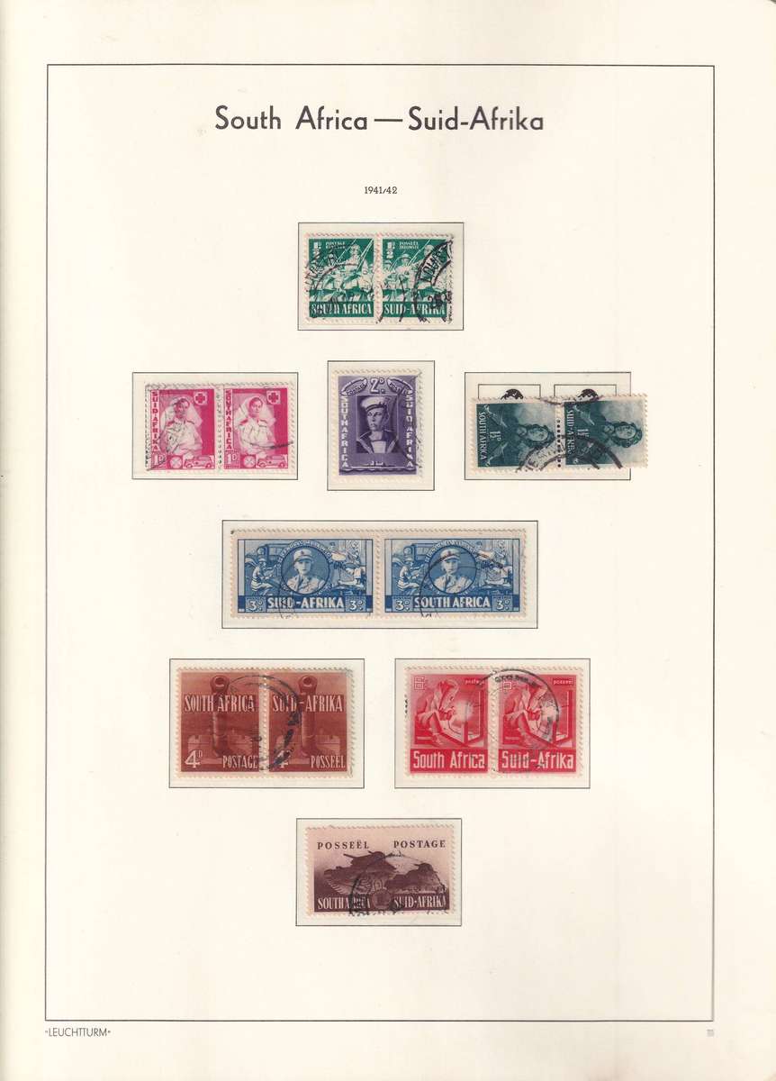 Lighthouse red pre printed stamp album Union of South Africa 1913-1961 with use and mint stamps